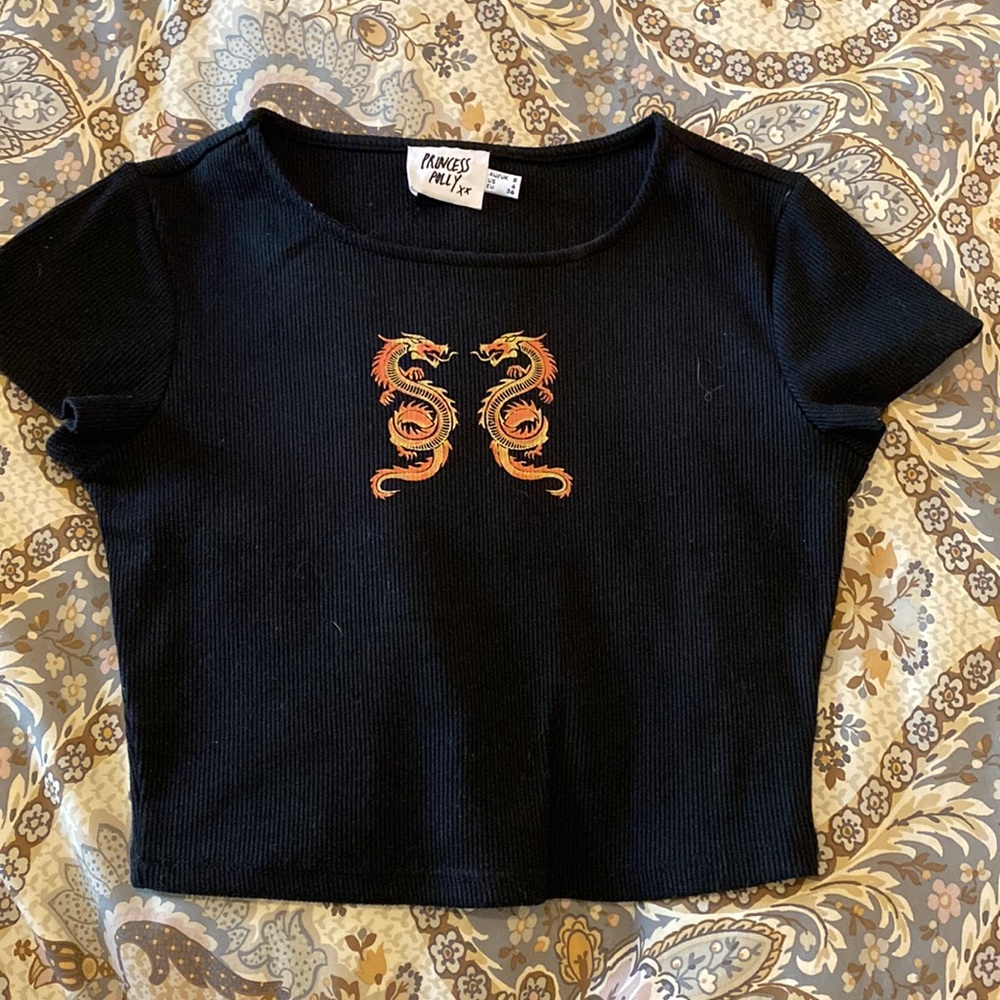 princess polly black crop top size 4